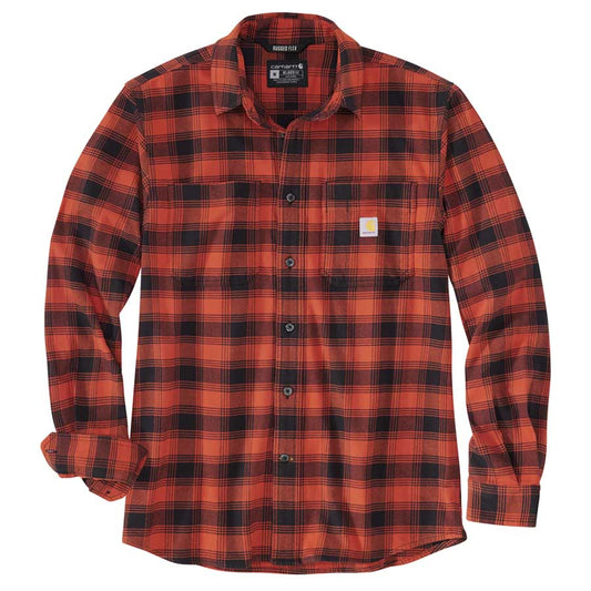 Carhartt Relaxed Fit Stretch Flannel Shirt Midweight - RED OCHRE