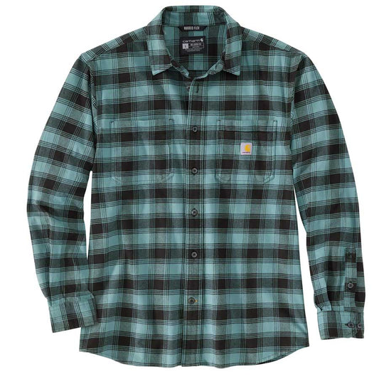 Carhartt Relaxed Fit Stretch Flannel Shirt Midweight - SEA PINE GREEN