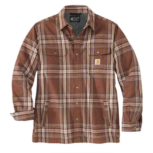 Carhartt HEAVYWEIGHT FLANNEL SHERPA LINED Plaid Shirtjac - BURNT SIENNA