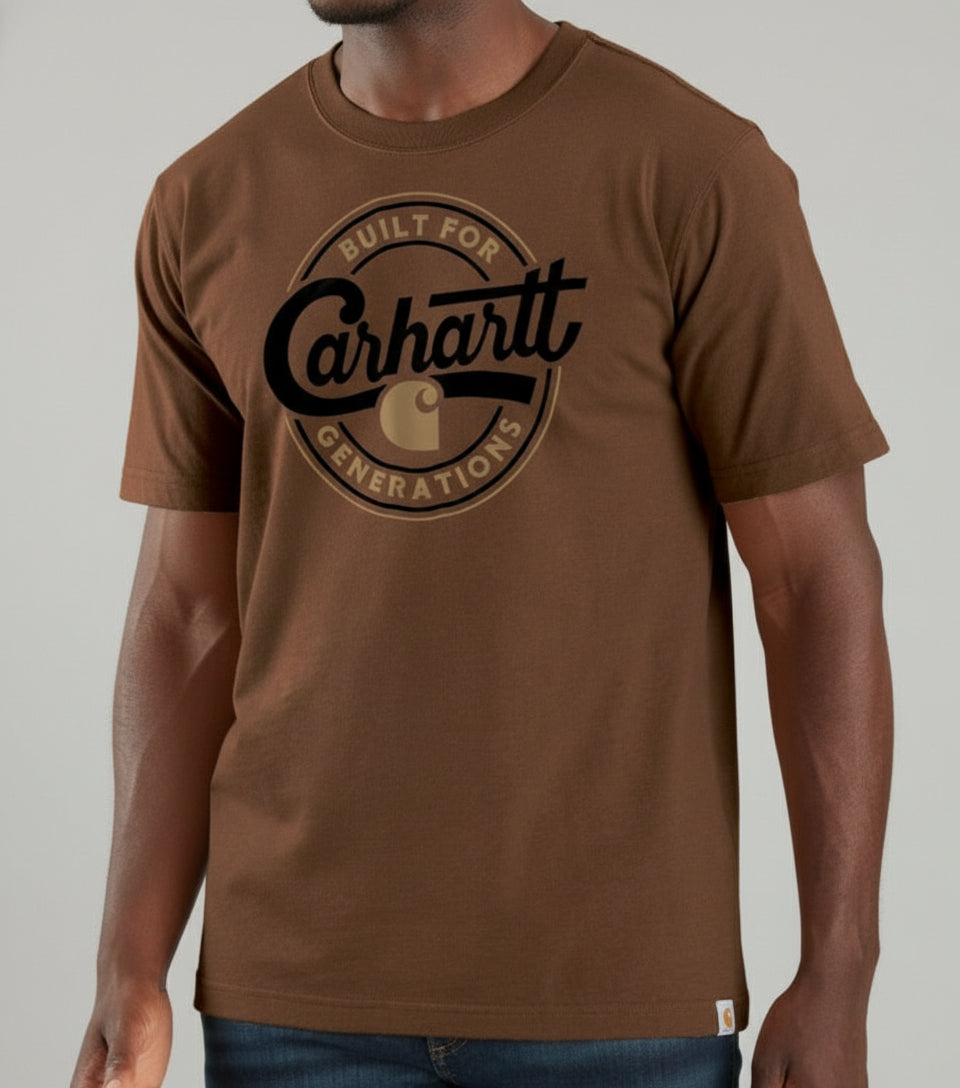 Carhartt lightweight relaxed fit t-shirt with script logo on front, short sleeve cotton-blend jersey in breathable workwear style.