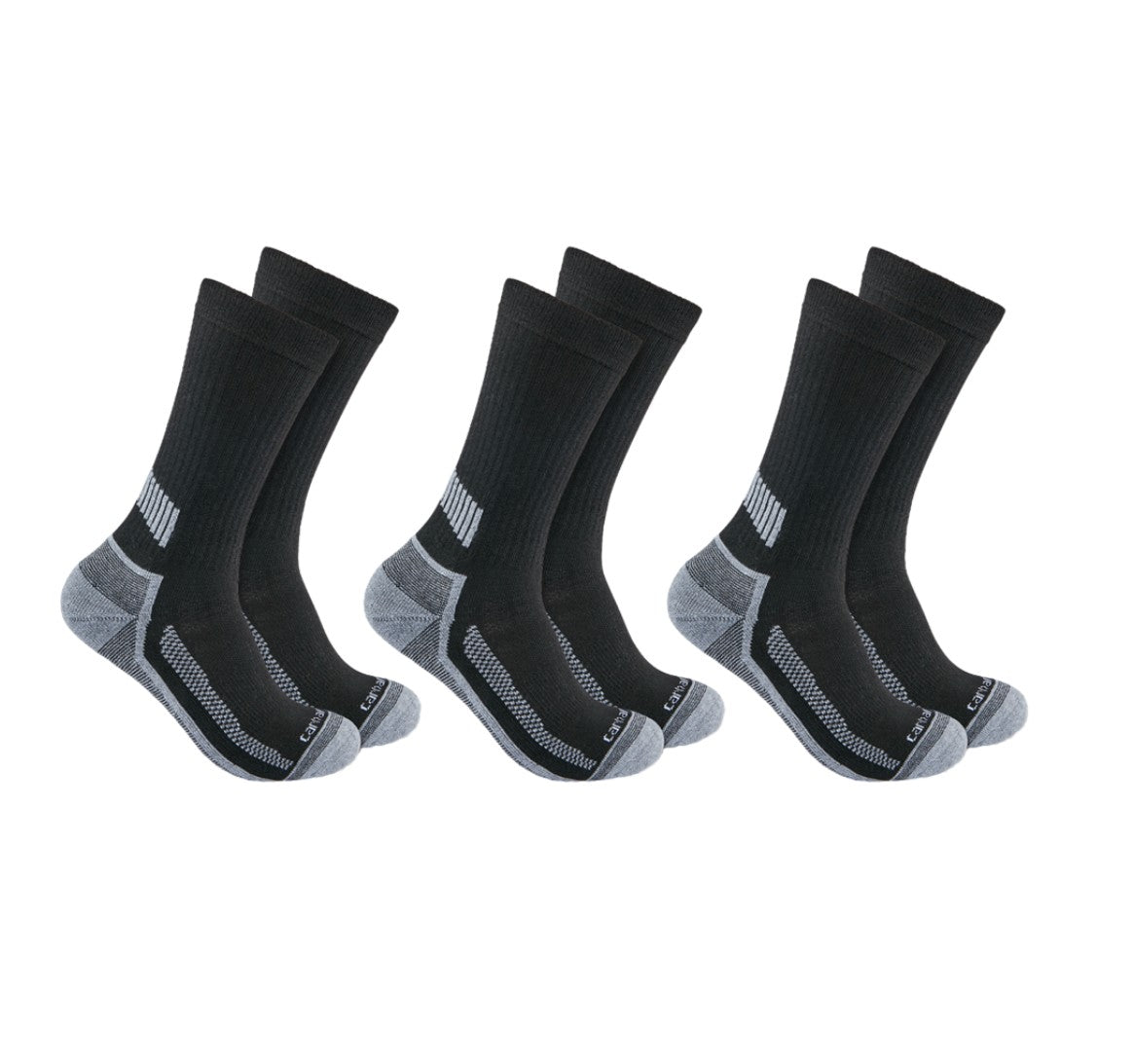 Carhartt FORCE™ Midweight Crew Socks – 3 Pack (SC4223M) - Black/Gray - Men's