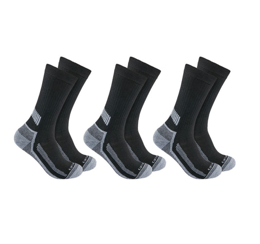 Carhartt FORCE™ Midweight Crew Socks – 3 Pack (SC4223M) - Black/Gray - Men's