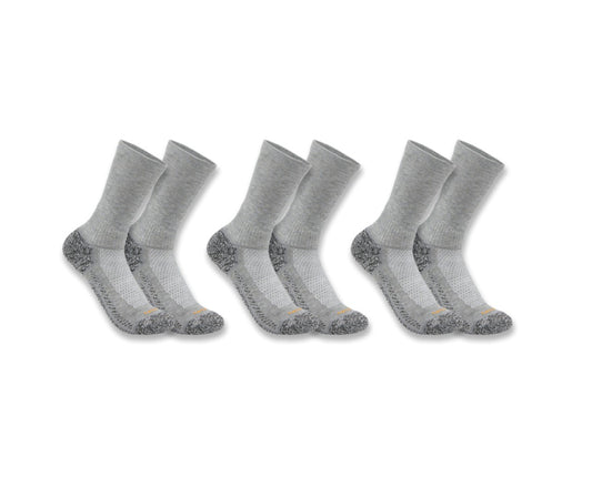 Carhartt FORCE™ Midweight Crew Socks – 3 Pack (SC4223M) - Gray/Gray - Men's